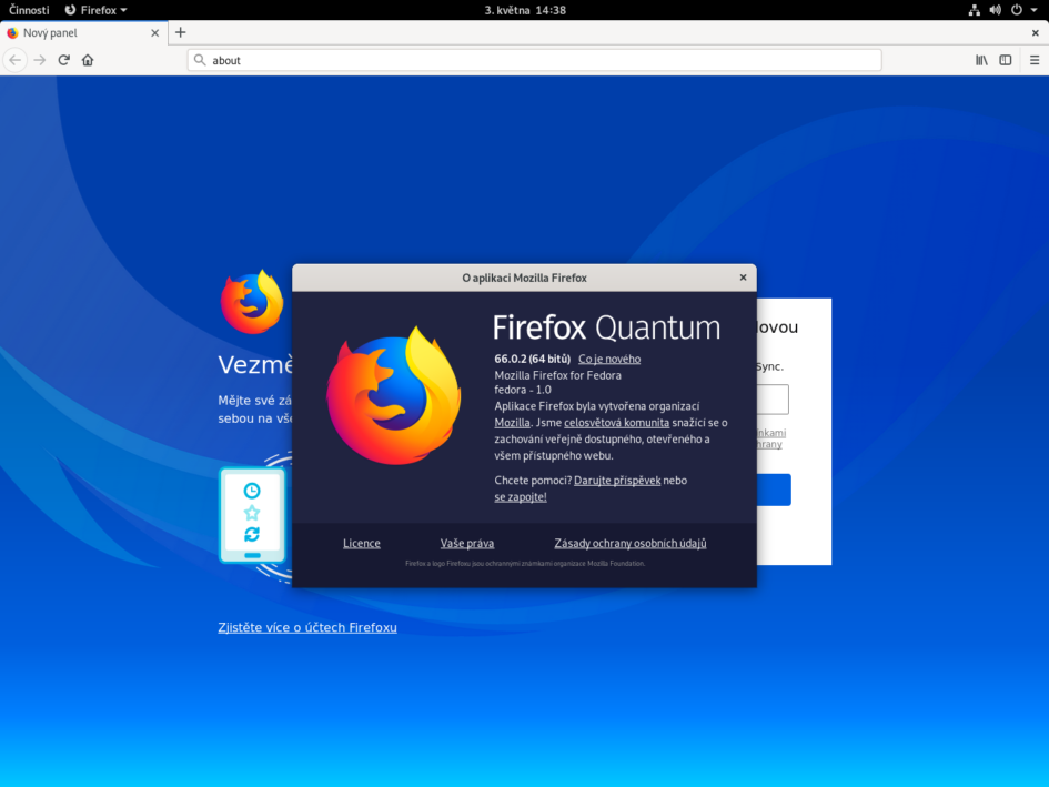Firefox 66 je výchozím prohlížečem Fedora Workstation 30